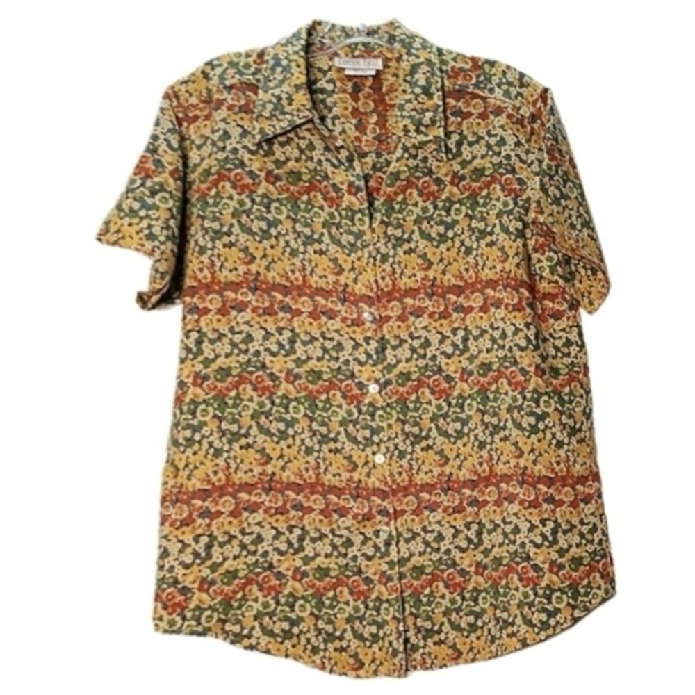 (0827) Central Falls Vintage Floral Rayon Skirt Set L Made in USA